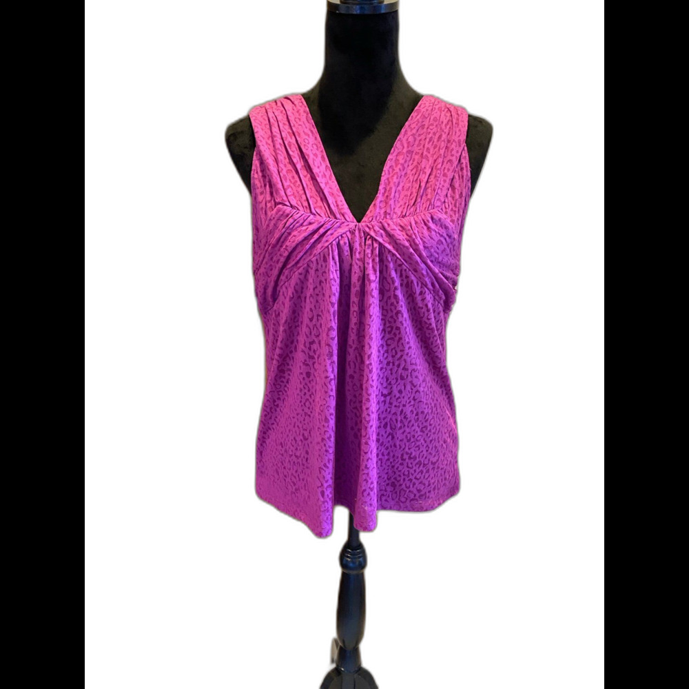 New York Co Blouse Size Large Top Pink Sleeveless V‎ Neck Fuchsia Summer Stylish